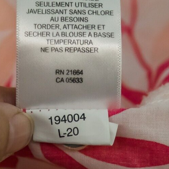 Foxcroft Size 18 Zoey Tropical Leaves Leaf Stripe Pink Collared Button Top - Picture 5 of 6